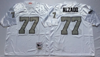 Vintage NFL Oakland Raiders White #77 ALZADO Retro Jersey 99107
