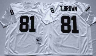 Vintage NFL Oakland Raiders White #81 BROWN TUYA Retro Jersey 99111