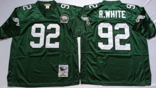 Vintage NFL Philadelphia Eagles Green #92 R-WHITE Retro Jersey 99128