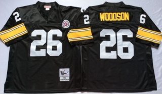 Vintage NFL Pittsburgh Steelers Black #26 WOODSON Retro Jersey 99148