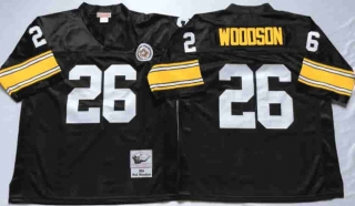 Vintage NFL Pittsburgh Steelers Black #26 WOODSON TUYA Retro Jersey 99149