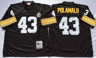 Vintage NFL Pittsburgh Steelers Black #43 POLAMALU Retro Jersey 99158
