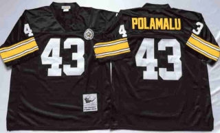 Vintage NFL Pittsburgh Steelers Black #43 POLAMALU TUYA Retro Jersey 99159