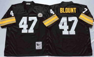 Vintage NFL Pittsburgh Steelers Black #47 BLOUNT TUYA Retro Jersey 99161