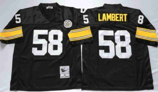 Vintage NFL Pittsburgh Steelers Black #58 LAMBERT TUYA Retro Jersey 99165