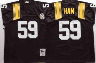 Vintage NFL Pittsburgh Steelers Black #59 HAM TUYA Retro Jersey 99167