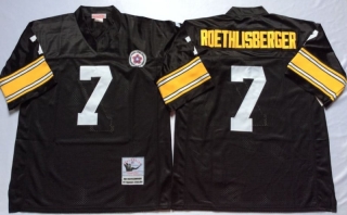 Vintage NFL Pittsburgh Steelers Black #7 ROETHLISBERGER Retro Jersey 99170