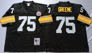 Vintage NFL Pittsburgh Steelers Black #75 GREENE Retro Jersey 99172