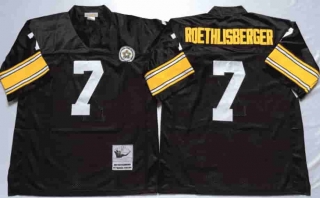 Vintage NFL Pittsburgh Steelers Black #7 ROETHLISBERGER TUYA Retro Jersey 99171