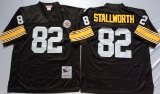 Vintage NFL Pittsburgh Steelers Black #82 STALLWORTH Retro Jersey 99173