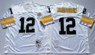 Vintage NFL Pittsburgh Steelers White #12 BRADSHAW Retro Jersey 99179