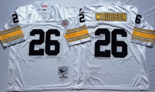 Vintage NFL Pittsburgh Steelers White #26 WOODSON Retro Jersey 99182