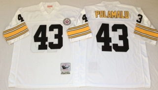 Vintage NFL Pittsburgh Steelers White #43 POLAMALU Retro Jersey 99187