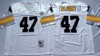 Vintage NFL Pittsburgh Steelers White #47 BLOUNT Retro Jersey 99188