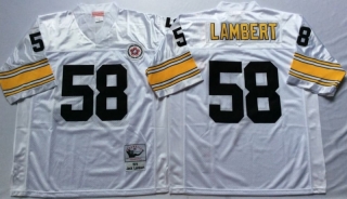 Vintage NFL Pittsburgh Steelers White #58 LAMBERT Retro Jersey 99190