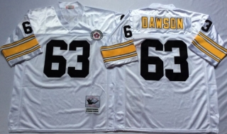 Vintage NFL Pittsburgh Steelers White #63 DAWSON Retro Jersey 99191