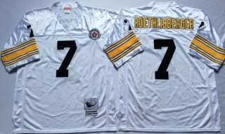 Vintage NFL Pittsburgh Steelers White #7 ROETHLISBERGER Retro Jersey 99193