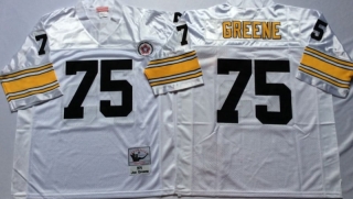 Vintage NFL Pittsburgh Steelers White #75 GREENE Retro Jersey 99194