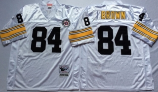 Vintage NFL Pittsburgh Steelers White #84 BROWN Retro Jersey 99197