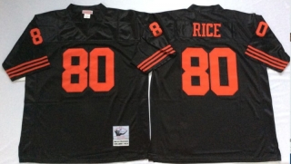 Vintage NFL San Francisco 49ers #80 Black RICE Retro Jersey 99217