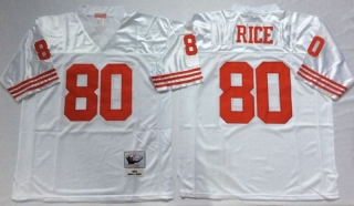 Vintage NFL San Francisco 49ers #80 White RICE Retro Jersey 99219