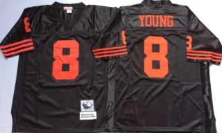 Vintage NFL San Francisco 49ers Black #8 YOUNG Retro Jersey 99223