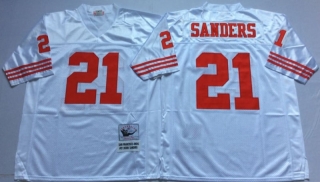 Vintage NFL San Francisco 49ers White #21 SANDERS Retro Jersey 99235