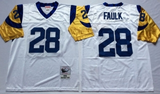 Vintage NFL San Louis Rams #28 White FAULK Retro Jersey 99243