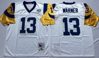 Vintage NFL San Louis Rams WHITE #13 WARNER Retro Jersey 99250