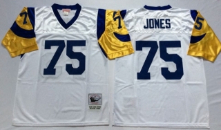 Vintage NFL San Louis Rams WHITE #75 JONES Retro Jersey 99252