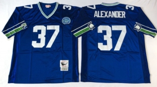 Vintage NFL Seattle SEAHAWKS #37 Blue ALEXANDER Retro Jersey 99253
