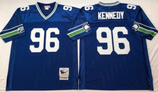 Vintage NFL Seattle SEAHAWKS Blue #96 KENNEDY Retro Jersey 99256