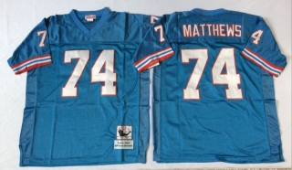 Vintage NFL Tennessee Oilers #74 Blue MATTHEWS Retro Jersey 99263