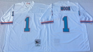 Vintage NFL Tennessee Oilers White #1 MOON Retro Jersey 99267