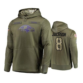 NFL Baltimore Ravens #8 Jacrson 2019 Camo Pullover Hoodie 106135