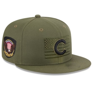 Chicago Cubs Green MLB 2023 Armed Forces Day Snapback Hats 107380