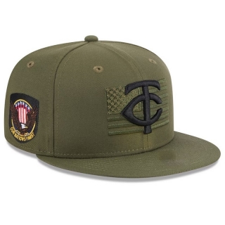 Minnesota Twins Green MLB 2023 Armed Forces Day Snapback Hats 107394
