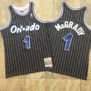 Orlando Magic 1# Mcgrady 03-04 Retro Black White Stripes Vintage NBA Dense Embroidery Jersey 98493