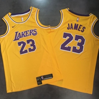 Los Angeles Lakers 23# James New Season Yellow Vintage NBA Dense Embroidery Jersey 97975