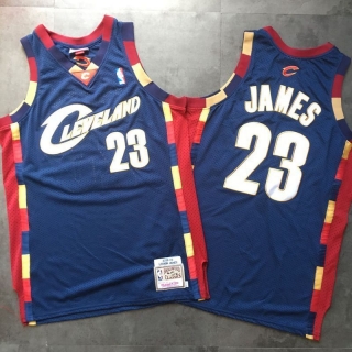 Cleveland Cavaliers 23# James Retro Dark Blue Vintage NBA Dense Embroidery Jersey 97589