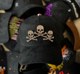 Barbas Hats End of the World with Rose Gold Skulls Curved Snapback Hats NFC Chip Works 127483