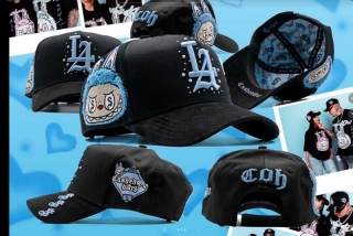 LA logo Cashed Out Curved Adjustable Hats 128358